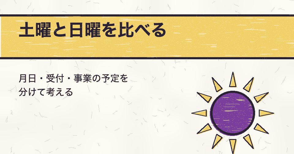 土曜日と日曜日、どちらを会社設立日にする?候補を比べるときの日付の整理