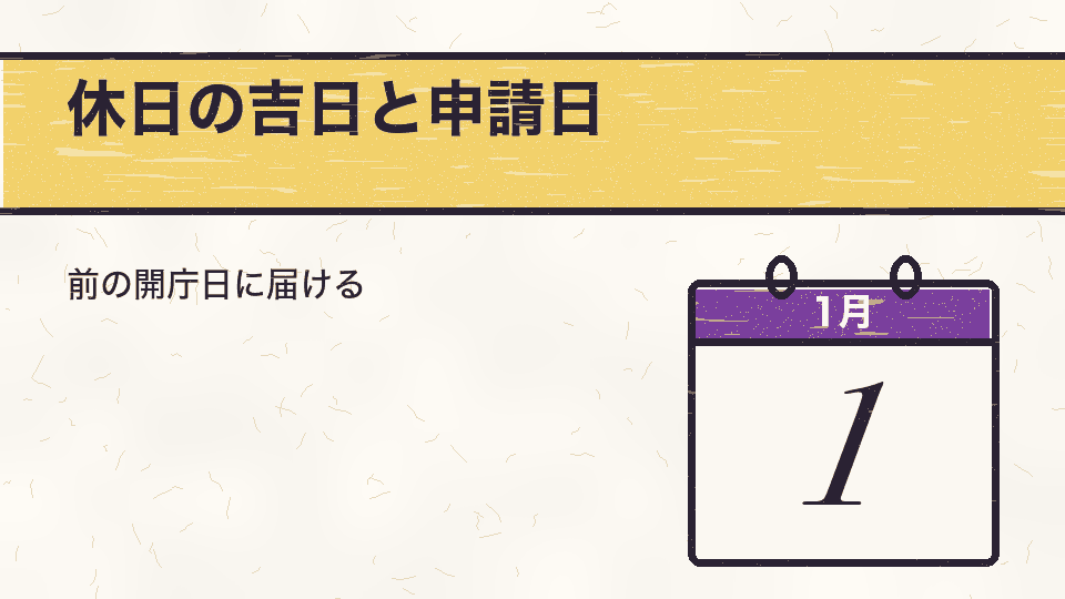 休日の吉日と申請日。前の開庁日に届ける