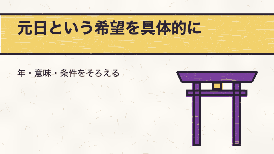 元日という希望を具体的に。年・意味・条件をそろえる