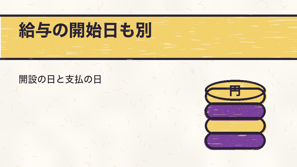 給与の開始日も別。開設の日と支払の日