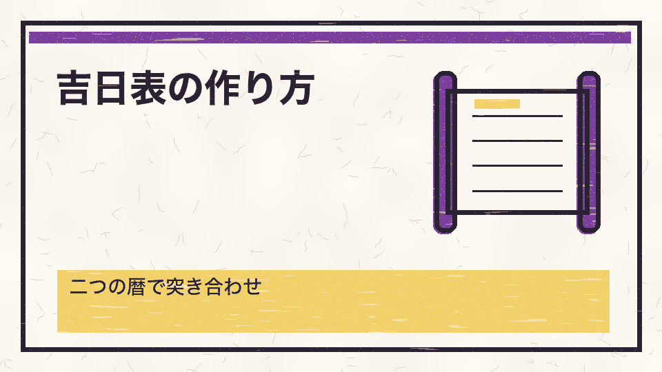 吉日表の作り方。二つの暦で突き合わせ