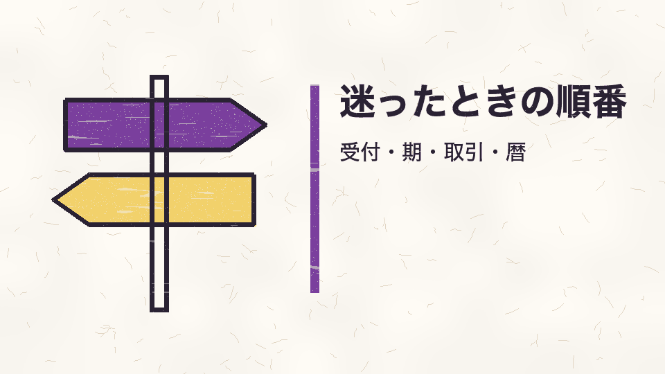 迷ったときの順番。受付・期・取引・暦