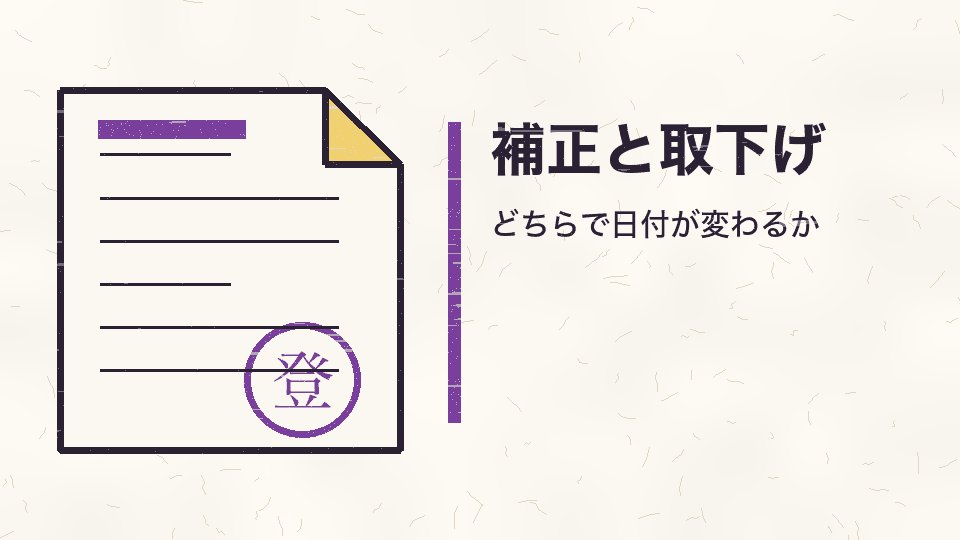 補正と取下げ。どちらで日付が変わるか