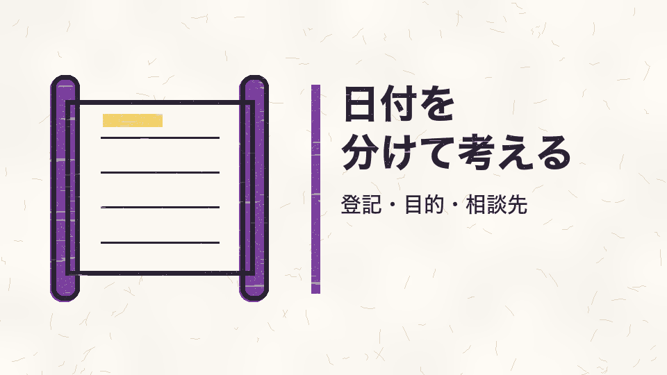 日付を分けて考える。登記・目的・相談先