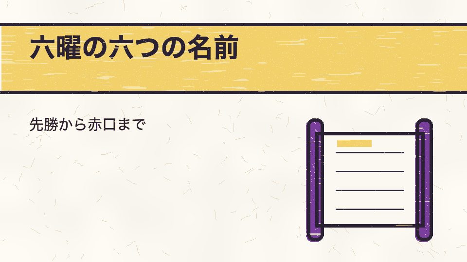 六曜の六つの名前。先勝から赤口まで