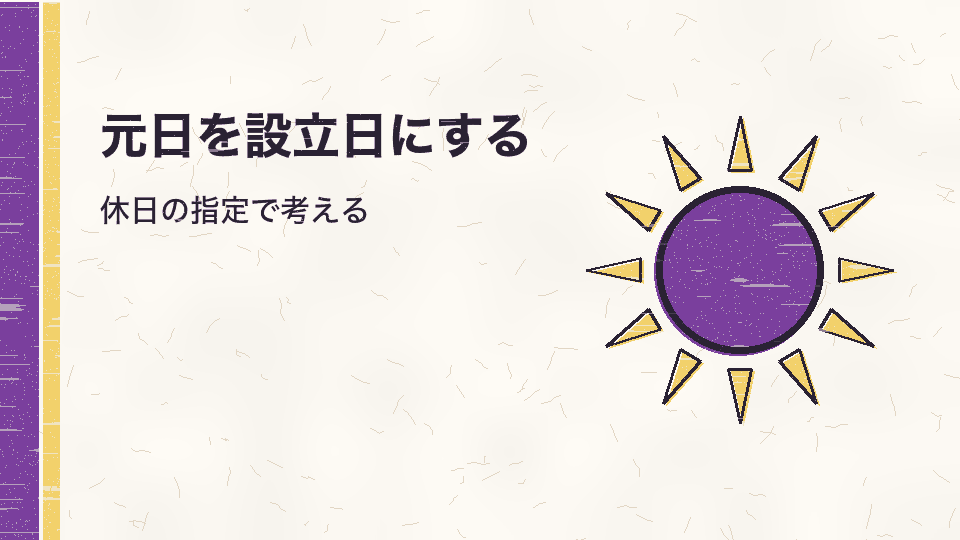 元日を設立日にする。休日の指定で考える