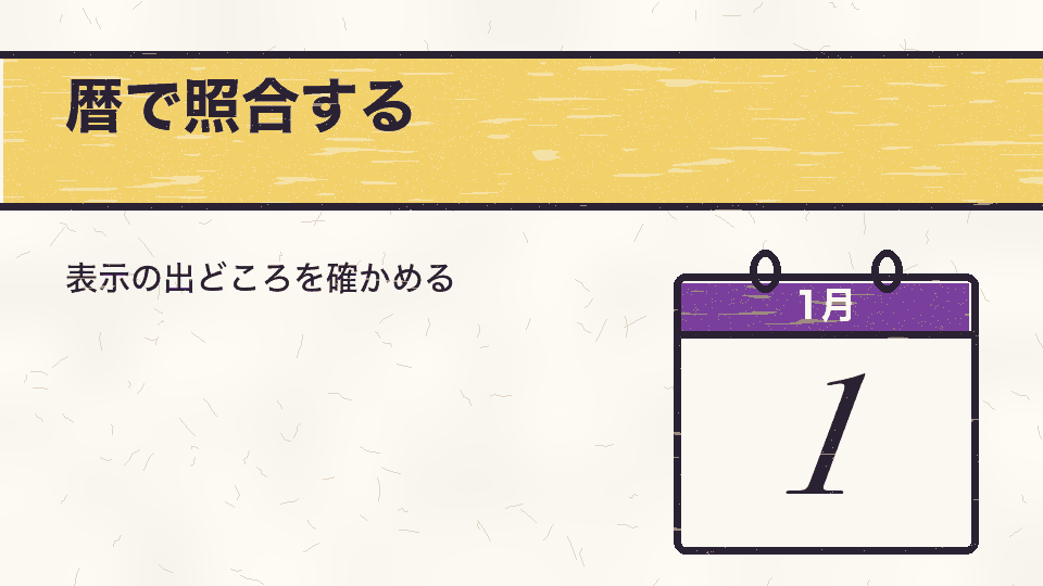 暦で照合する。表示の出どころを確かめる
